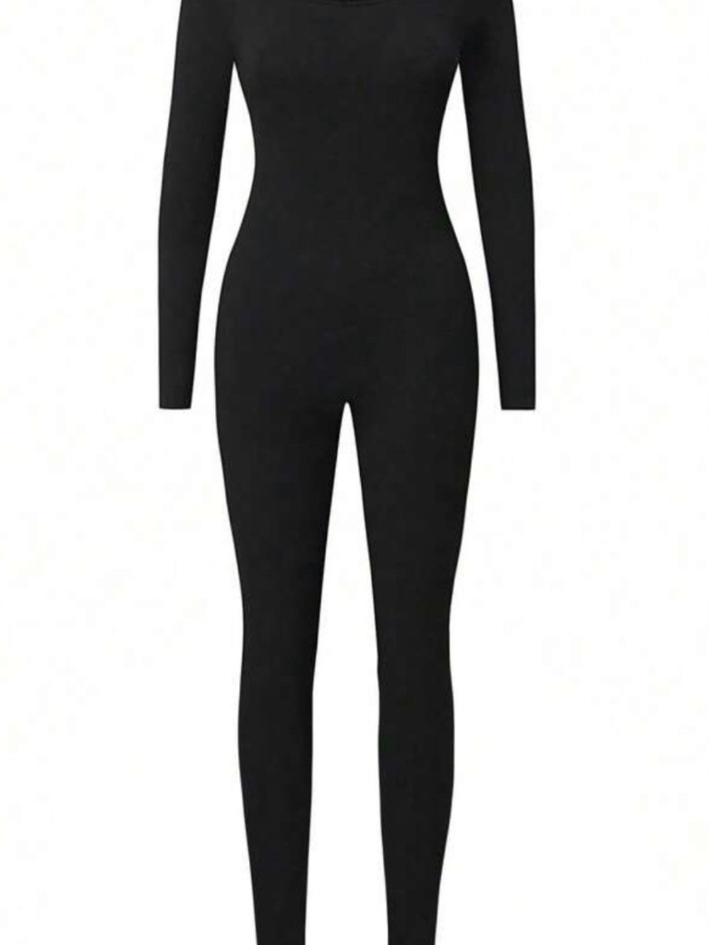 Women's Black Long-Sleeve Fitted Jumpsuit